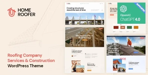 HomeRoofer | Roofing Company Services & Construction WordPress Theme