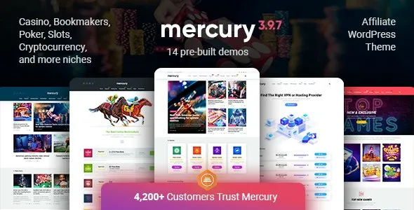 Mercury - Affiliate WordPress Theme. Casino, Gambling & Other Niches. Reviews & News