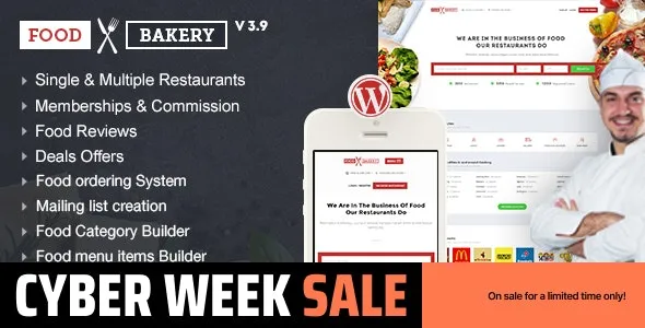 FoodBakery | Delivery Restaurant Directory WordPress Theme