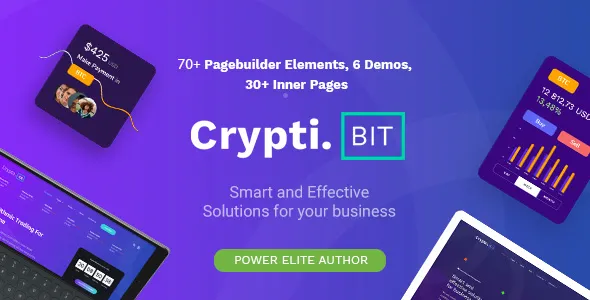 CryptiBIT - Technology, Cryptocurrency, ICO/IEO Landing Page WordPress theme