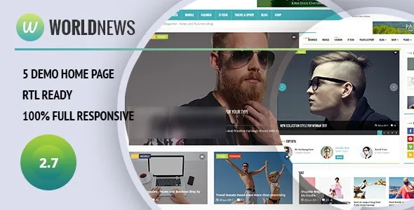 WorldNews - Magazine RTL Responsive WordPress