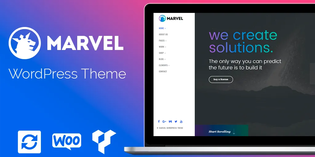 Marvel WordPress Theme: Vertical Menu & Showcase Templates - Visualmodo