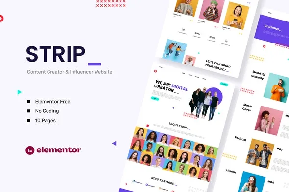 Strip - Content Creator & Influencer Elementor Template Kit