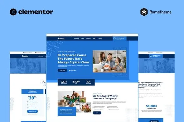 Credice - Insurance Agency Elementor Pro Full Site Template Kit