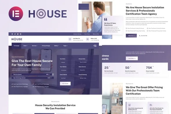 Housec - Smart Home Security Service Elementor Template Kit