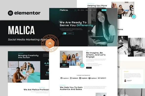 Malica - Social Media Marketing Agency Elementor Template Kit