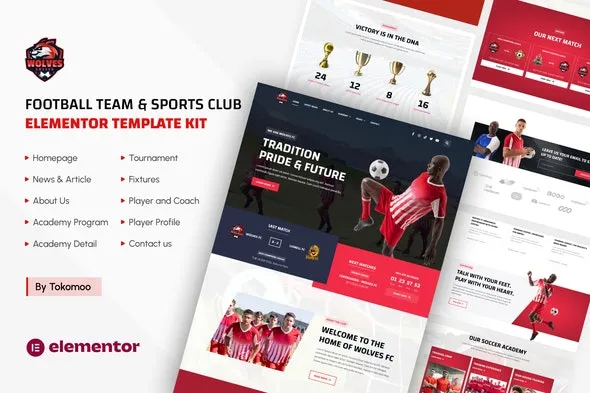 Wolves - Football Team & Sports Club Elementor Pro Template Kit