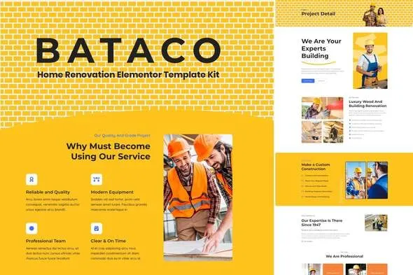 Bataco - Home Renovation & Construction Elementor Template Kit