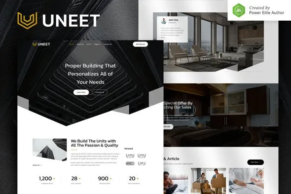 Uneet – Apartment & Single Property Real Estate Elementor Template Kit