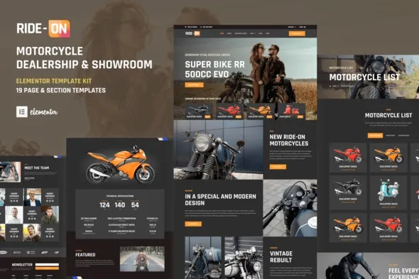 Ride ON - Motorcycle Dealership WordPress Elementor Template Kit