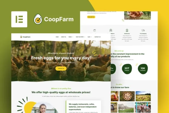 CoopFarm - Poultry Farm Elementor Template Kit