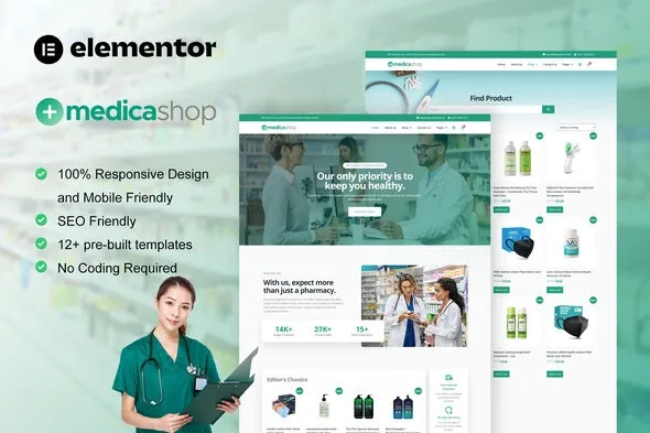 MedicaShop - Pharmacy & Medical Store Elementor Template Kit