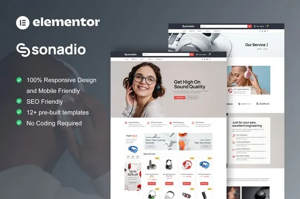 Sonadio - Woocommerce Audio Store Elementor Pro Template Kit