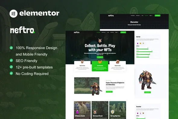 Neftro - Game NFT Elementor Template Kit