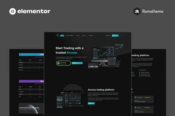 Axcorp - Trading & Investment Company Elementor Pro Full Site Template Kit