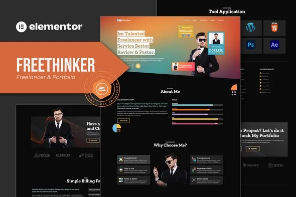 Freethinker - Freelancer & Portfolio Elementor Template Kit