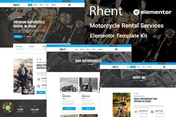 Rhent - Motorcycle Rental Services Elementor Template Kit