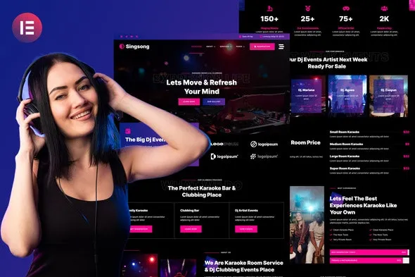 Singsong - Karaoke Rooms & Dj Clubbing Elementor Template Kit