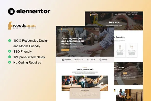 Woodsman - Carpenter & Craftsman Elementor Template Kit