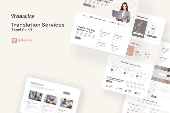 Transvice - Translation Website Elementor Template Kit