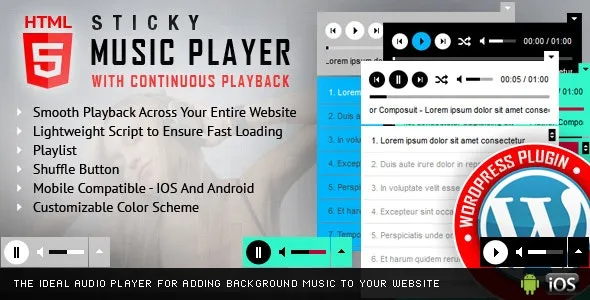 Sticky HTML5 Music Player WordPress Plugin