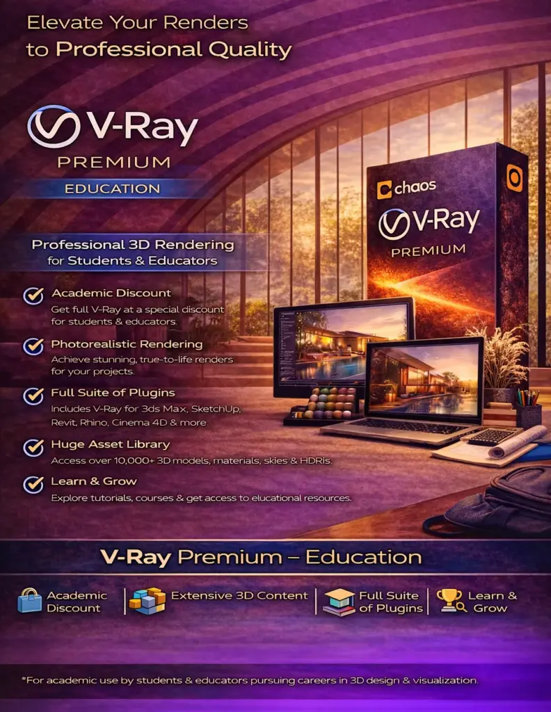 V-Ray Premium (Education) 1 Year Subscription for PC/Mac Renderer Genuine 1 V-Ray Premium (Education) 1 Year Subscription for PC/Mac Renderer Genuine