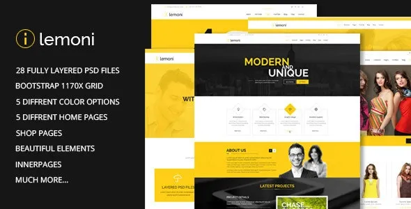 Lemoni – Pixel Perfect & Multipurpose PSD Template