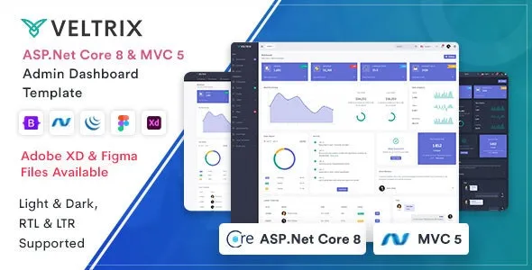 Veltrix - ASP.Net Core 8 & MVC5 Admin Dashboard Template