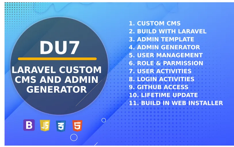 Du7 Laravel cms and Admin Generator