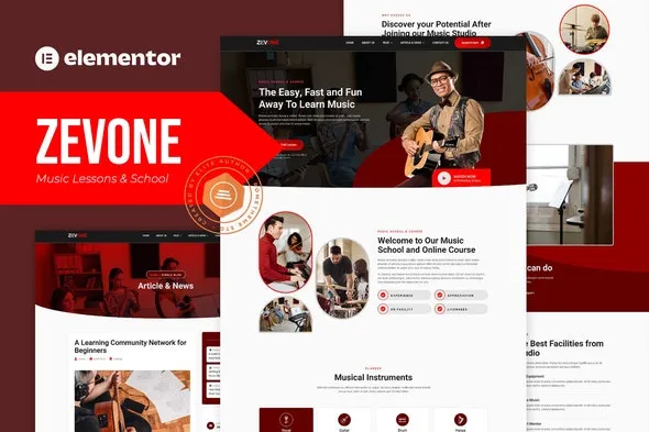 Zevone - Music Lessons & School Elementor Template Kit