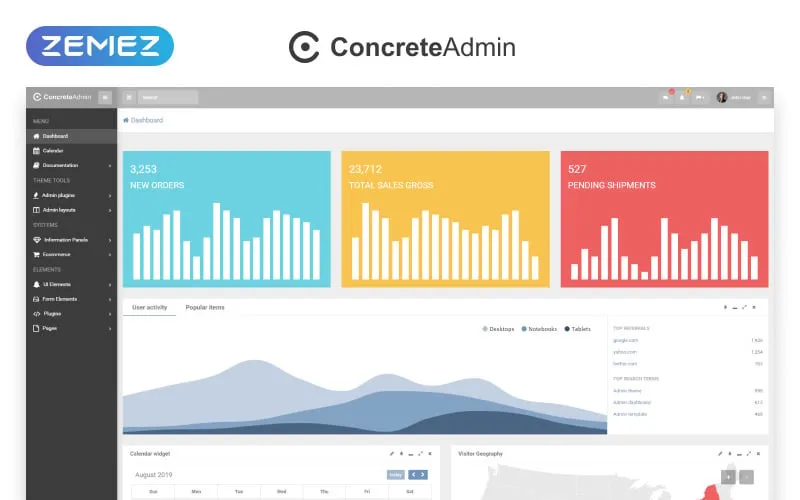 ConcreteAdmin - Clean Dashboard Admin Template