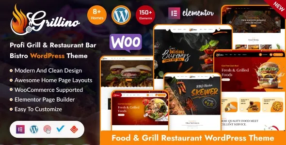 Grillino - Grill & Restaurant Shop WordPress Theme