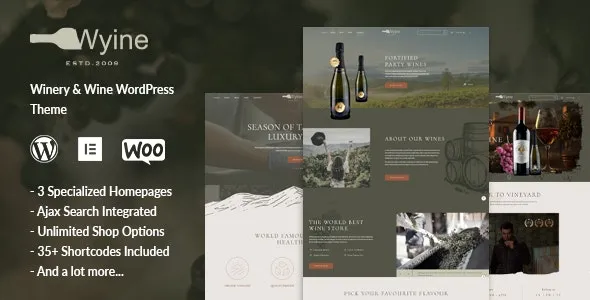 Wyine - Winery, Wine Shop Theme