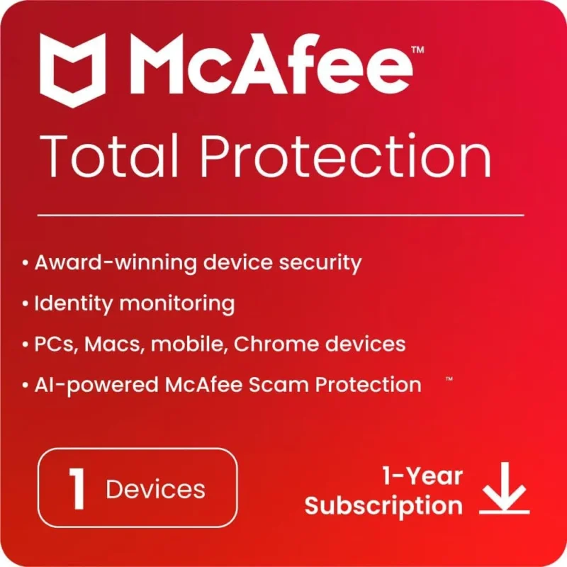 McAfee Total Protection Bind Key 1 Device 1 Year