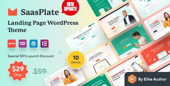 SaasPlate - Creative SaaS and App Landing WordPress Theme