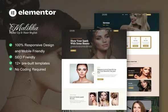 Malikha – Beauty Salon & Spa Elementor Pro Template Kit