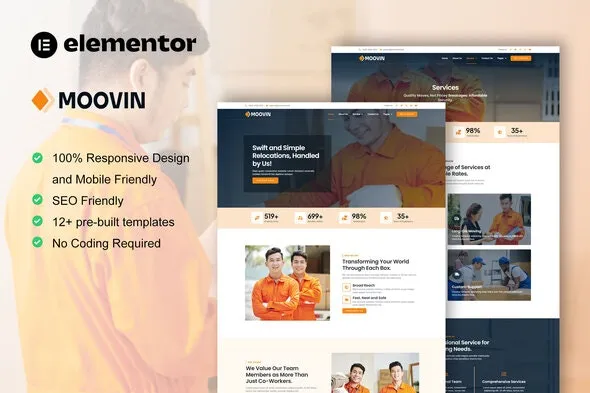 Moovin – Moving Company Elementor Pro Template Kit