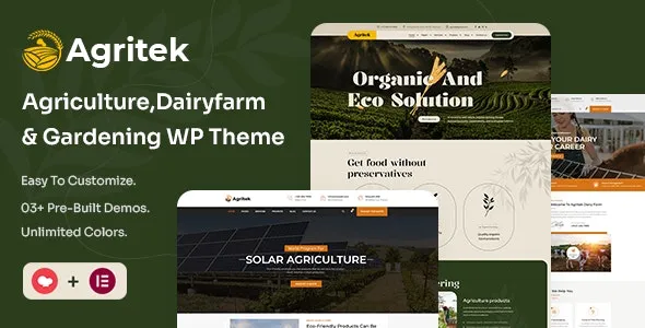 Agritek - Agriculture, Dairyfarm and Gardening WordPress Theme