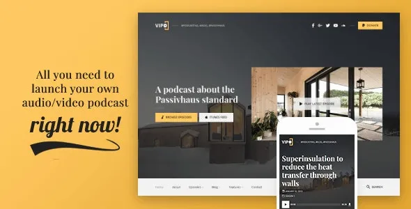 Vipo - Audio / Video Podcast & Vlog WordPress Theme