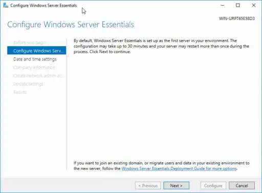 Windows Server 2019 Essentials
