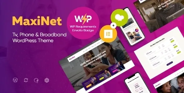 MaxiNet | Broadband & Telecom Internet Provider WordPress Theme + Elementor