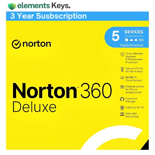 Norton 360 Deluxe | Multiple layers of protection for your devices 5 Devices | 3 Year Susbscription