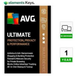 AVG Ultimate | 10 Devices 1 Year | Windows PC, Mac, Android & iOS | Includes Internet Security, Secure VPN, TuneUp & AntiTrack
