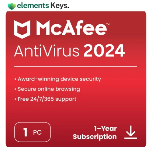 McAfee Antivirus 2024 | 1 Device, 1 Year | Antivirus Internet Security Software