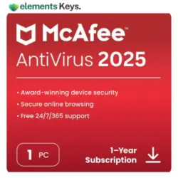 McAfee Antivirus 2025 | 1 Device, 1 Year | Antivirus Internet Security Software