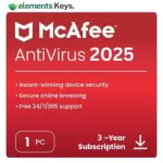 McAfee Antivirus 2025 | 1 Device, 3 Year | Antivirus Internet Security Software