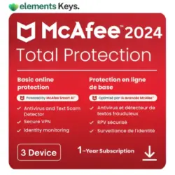 McAfee Total Protection 2024 3 Device 1 Year (PC/Mac/Android/iOS)
