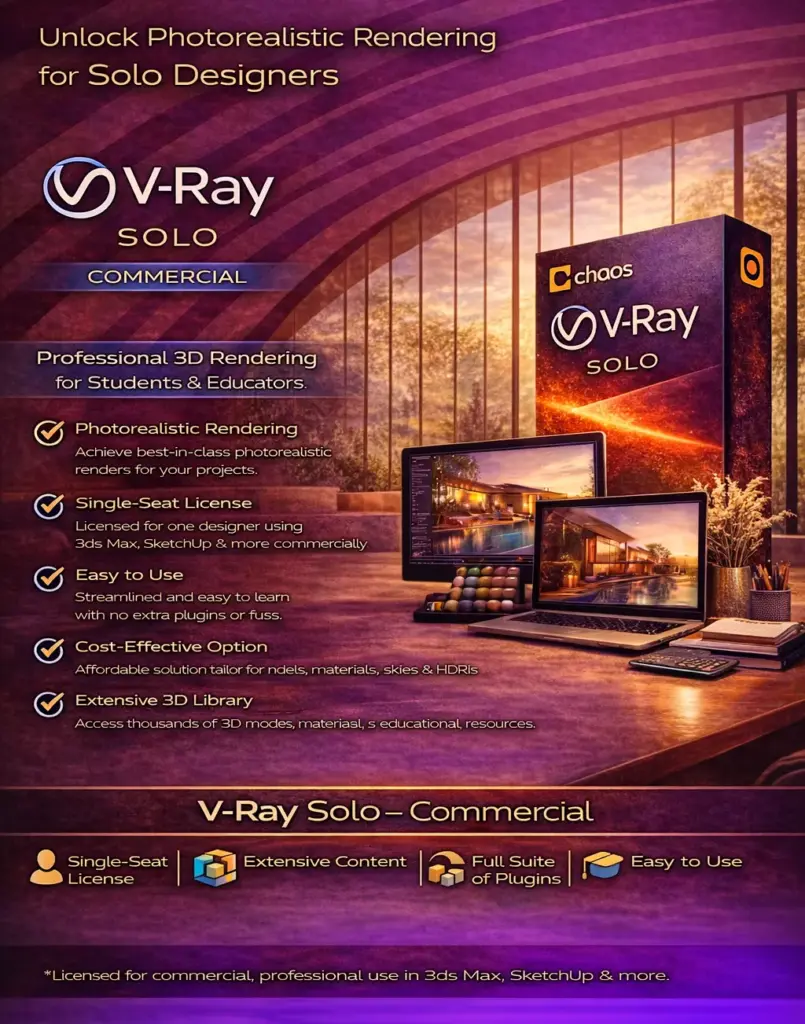 V-Ray Solo - Commercial | 1 Year Subscription for PC/Mac Renderer Genuine 1 V-Ray Solo - Commercial | 1 Year Subscription for PC/Mac Renderer Genuine