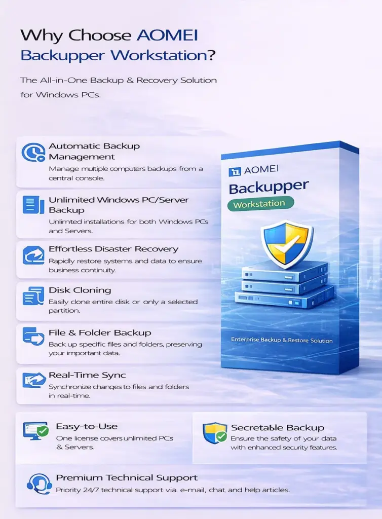 AOMEI Backupper Workstation (Lifetime Upgrades / 1 PC)