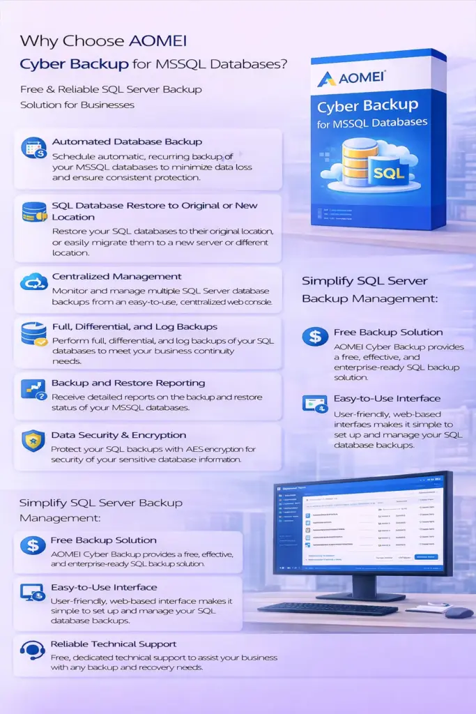 AOMEI Cyber Backup MSSQL Databases (1-Year / Unlimited MSSQL Databases) 1 AOMEI Cyber Backup MSSQL Databases (1-Year / Unlimited MSSQL Databases)